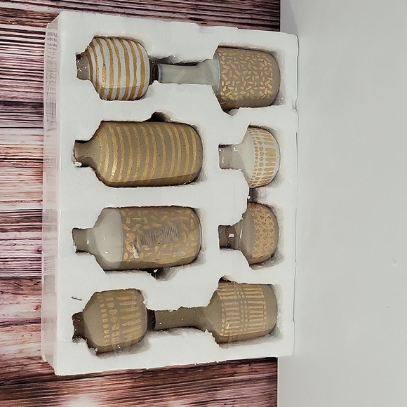 NWOT Main + Mesa Stoneware Vases With Gold Pattern Set Of 8 - Picture 2 of 11